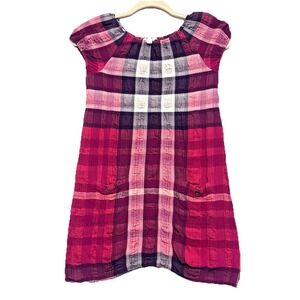 Burberry Girls Nova Check Plaid Dress 10Y Pink Textured Wool Blend Preppy